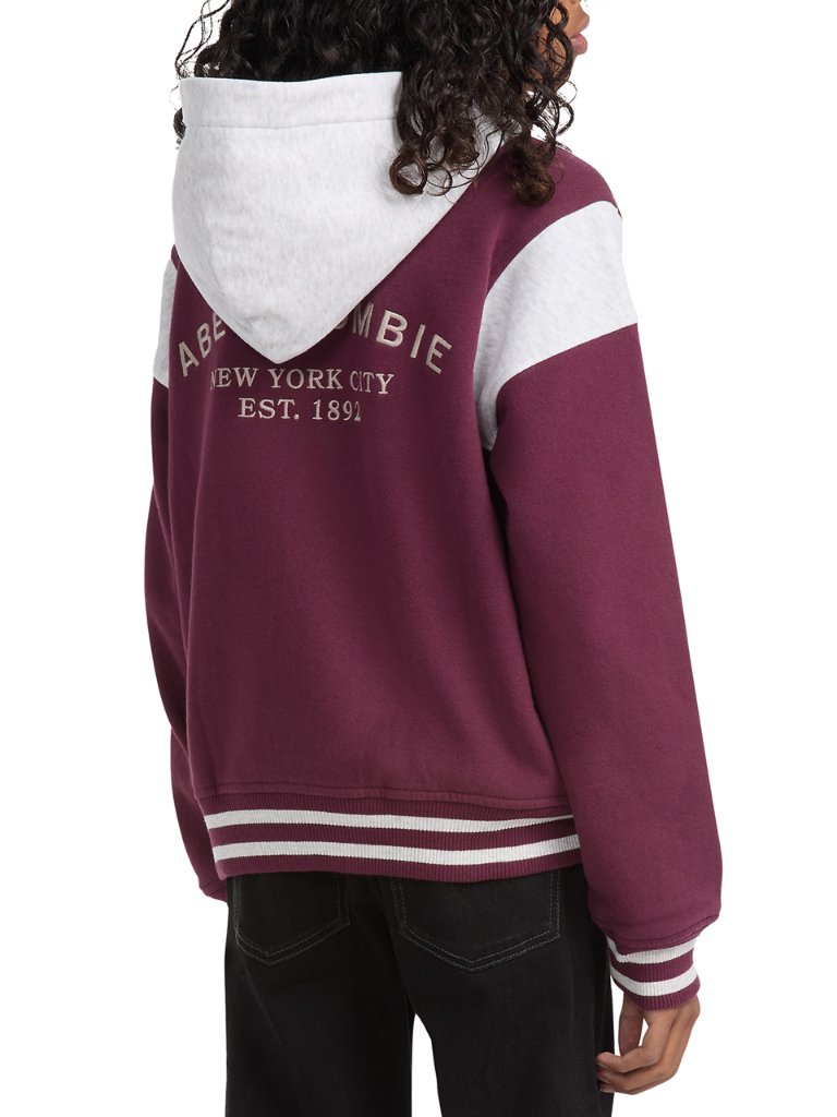 Abercrombie Kids Fleece Hooded Bomber Jacket Size 15-16 New With Tags